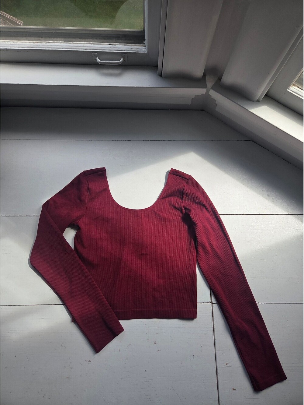 Wild Fable XL Burgundy Ribbed Long Sleeve Top